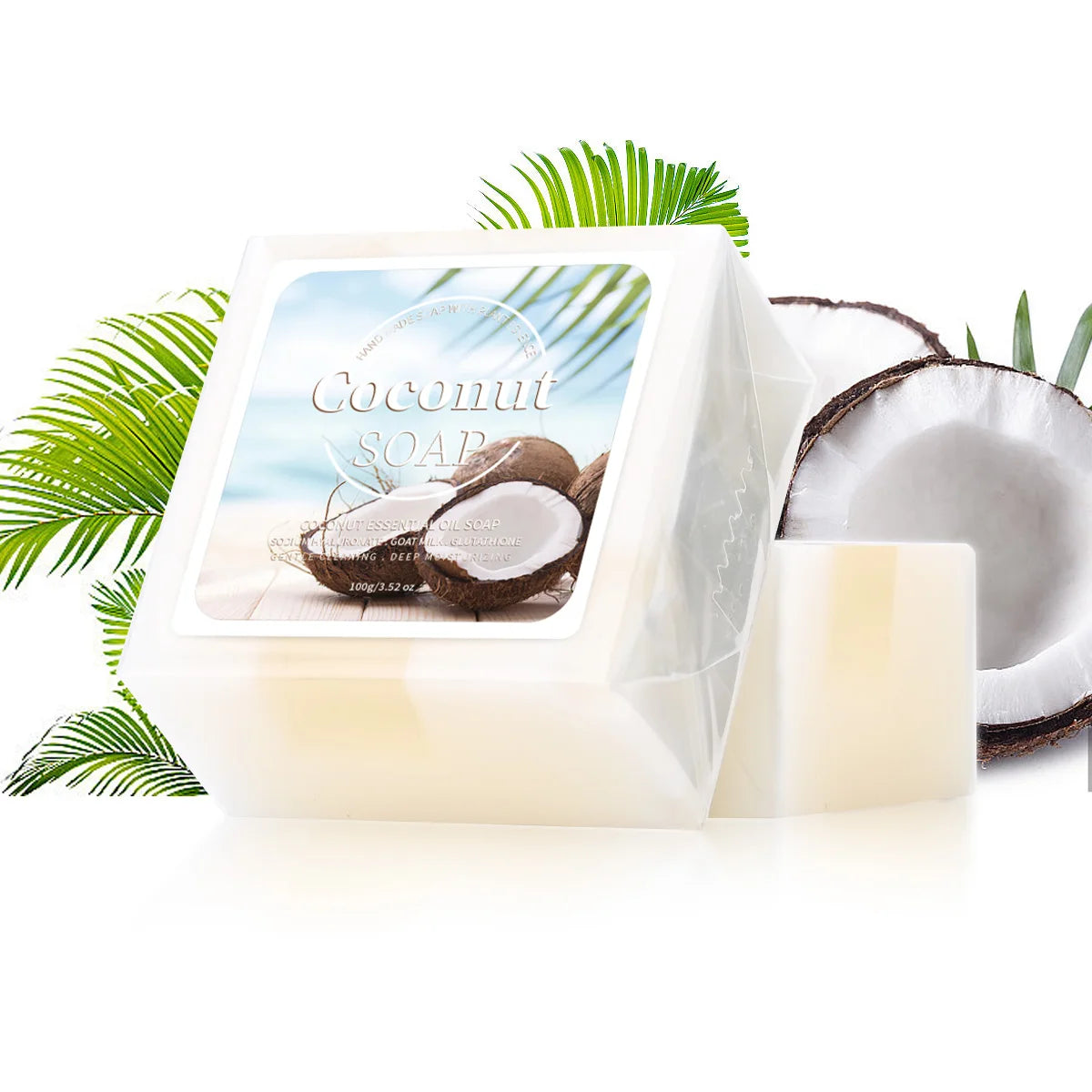 100 g B+ Bio-Seife aus reinen Pflanzenextrakten mit Kokosmilch, handgemachte Gesichtsseife zur Aknebehandlung, Ziegenmilchseife