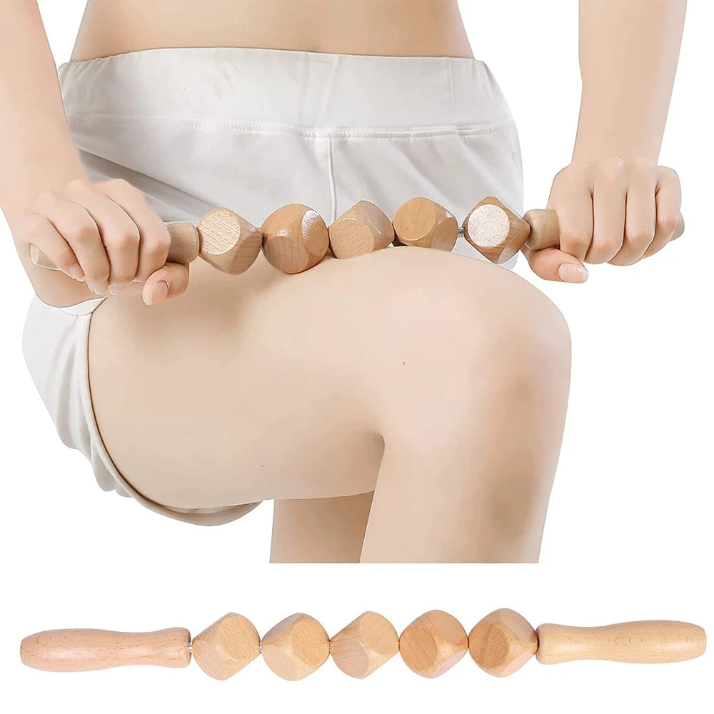 6-in-1-Massagegerät aus Holz zur Lymphdrainage, Anti-Cellulite und Faszienmassage für die Ganzkörper-Muskulaturentspannung