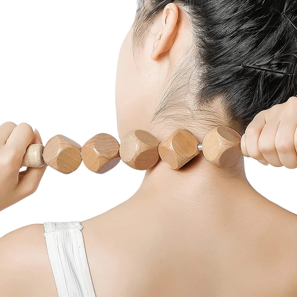6-in-1-Massagegerät aus Holz zur Lymphdrainage, Anti-Cellulite und Faszienmassage für die Ganzkörper-Muskulaturentspannung
