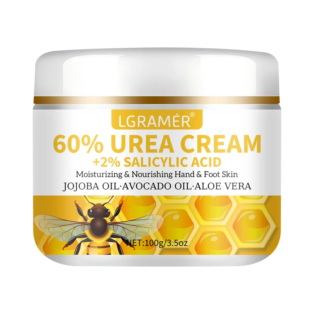 60%ige Urea-Hand- und Fußcreme repariert trockene, rissige Haut, peelt sanft, macht die Haut weich und spendet intensive Feuchtigkeit.