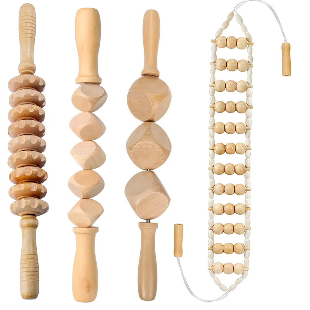 2/4/6/8-teiliges Massage-Set aus Holz zur Schmerzlinderung, Körpermassage, Anti-Cellulite, Figurformung, Gua Sha Rückenmassagegerät