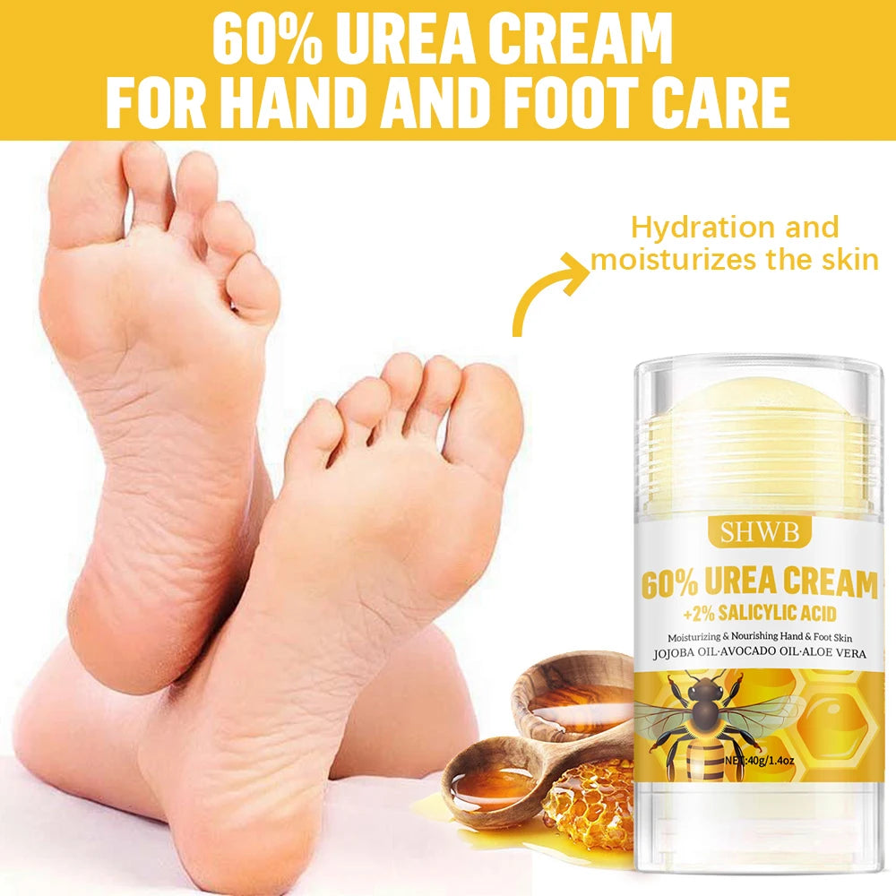 60%ige Urea-Hand- und Fußcreme repariert trockene, rissige Haut, peelt sanft, macht die Haut weich und spendet intensive Feuchtigkeit.
