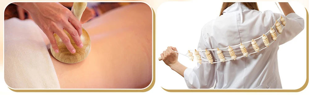 6-in-1-Massagegerät aus Holz zur Lymphdrainage, Anti-Cellulite und Faszienmassage für die Ganzkörper-Muskulaturentspannung