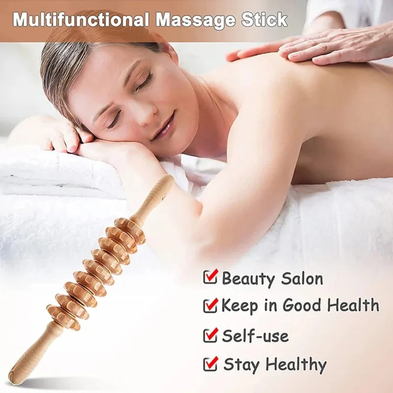 6-in-1-Massagegerät aus Holz zur Lymphdrainage, Anti-Cellulite und Faszienmassage für die Ganzkörper-Muskulaturentspannung