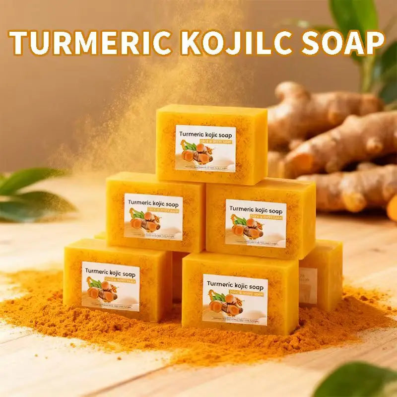8 Stück Kurkuma-Zitronen-Koji-Säureseife, Weihnachtsgeschenkseife, Familienseife, 3-in-1-Effekt, sanfte Reinigung und Make-up-Entfernung