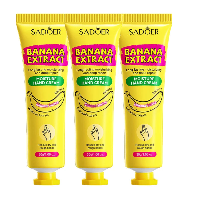 3/5 Stück SADOER Bananen-Handcreme – Anti-Trocknungs- und Risscreme – Feuchtigkeitsspendend, aufhellend, reparierend – für die Hautpflege der Hände