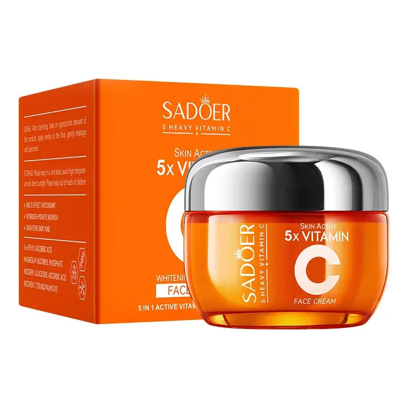 SADOER Vitamin C Gesichtscreme – Straffende, feuchtigkeitsspendende und aufhellende Gesichtscreme für schöne Haut