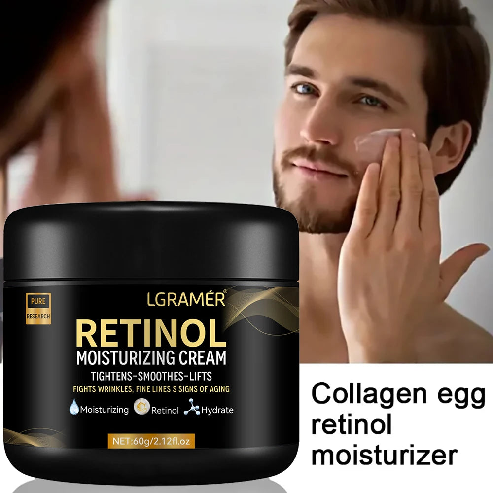 Retinol-Gesichtscreme für Männer – Feuchtigkeitsspendende Retinolcreme gegen Falten, Hautalterung, verfeinert die Poren, hellt die Haut auf und glättet sie.