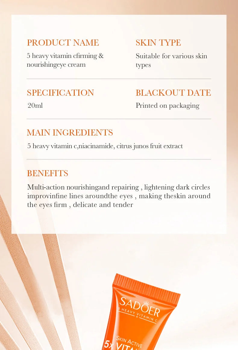 SADOER Vitamin C Hautpflege-Sets: Aufhellende Gesichtscreme, Anti-Falten-Feuchtigkeitscreme, Anti-Augenringe-Augencreme, Hautpflege-Set