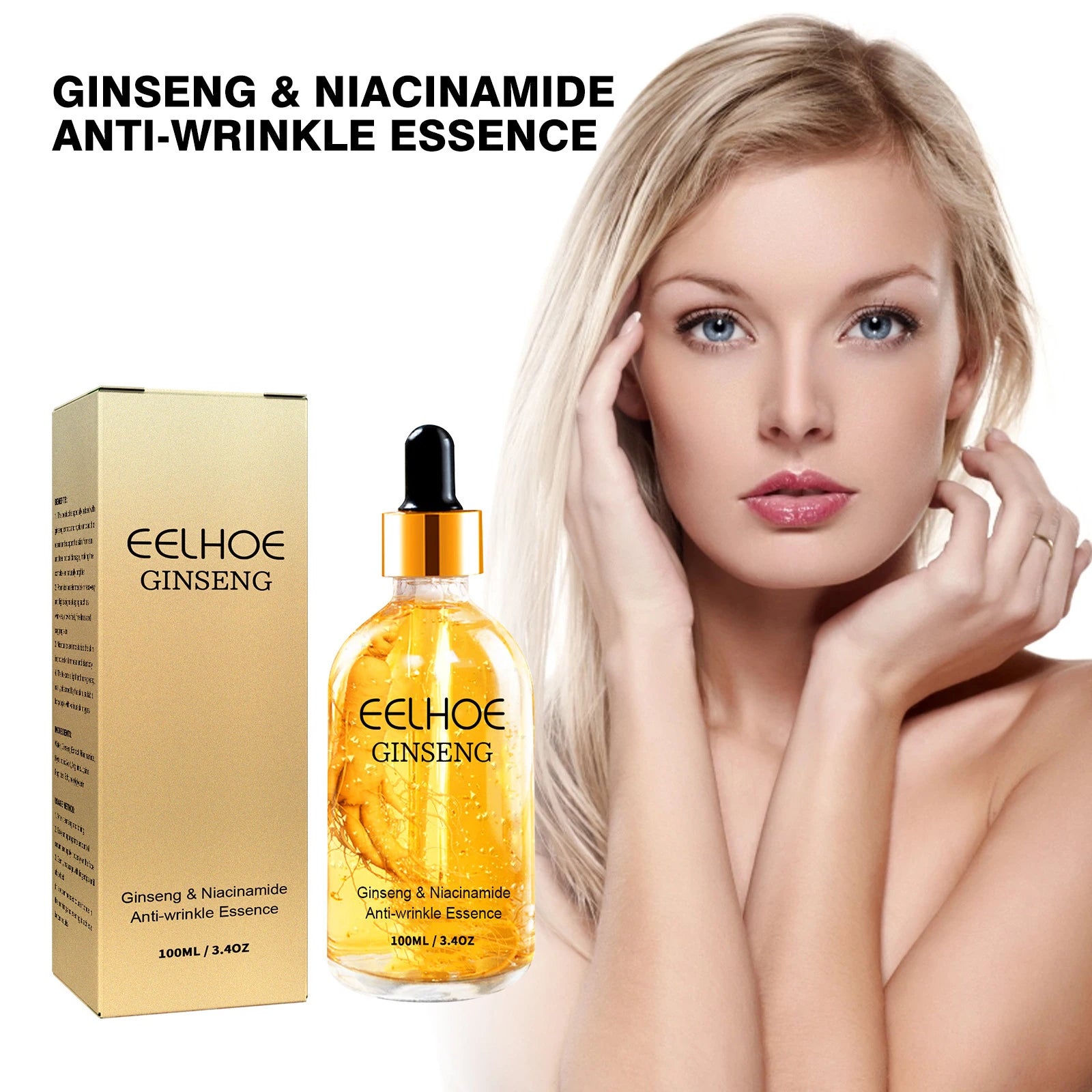 24-Karat-Gold-Ginseng-Serum, Anti-Falten-Wirkung, Straffung, Milderung feiner Linien, Aufhellung von Pigmentflecken, Hyaluronsäure, Nicotinamid, Gesichtsessenz