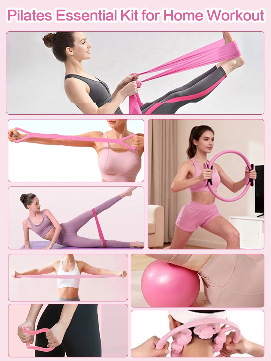 Pilates-Yoga-Set, 13-teiliges Heim-Pilates-Set für Frauen, Pilates-Ausrüstung, Fitness-Basics, Starter-Set, Zubehör