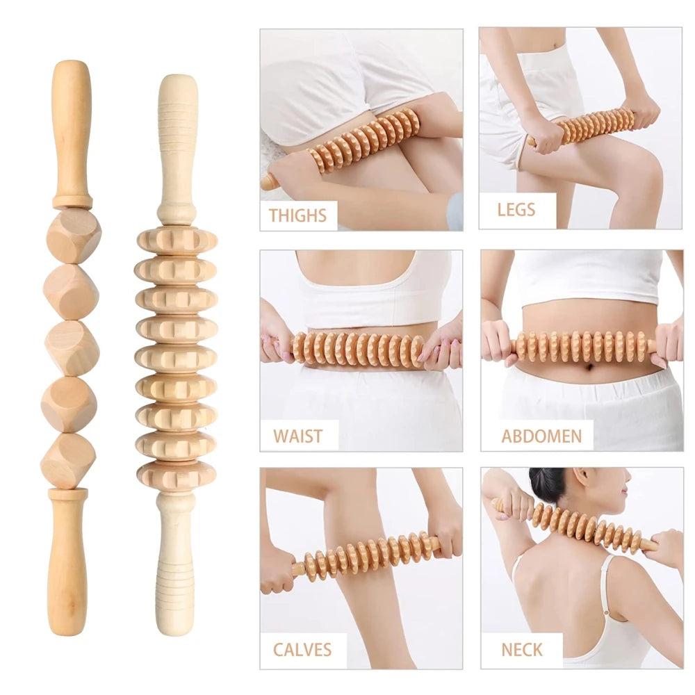 2/4/6/8-teiliges Massage-Set aus Holz zur Schmerzlinderung, Körpermassage, Anti-Cellulite, Figurformung, Gua Sha Rückenmassagegerät