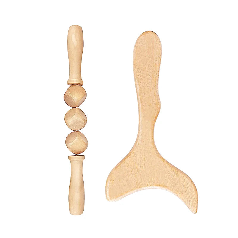 Holzmassagerolle, Lymphdrainage-Massage, Schabmassage, Ganzkörper-Schmerzlinderungswerkzeug, Anti-Cellulitis-Massage