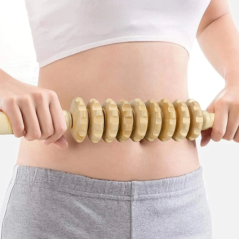 6-in-1-Massagegerät aus Holz zur Lymphdrainage, Anti-Cellulite und Faszienmassage für die Ganzkörper-Muskulaturentspannung