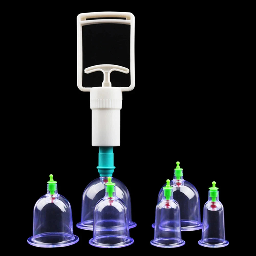 6 Saugnäpfe für Rücken-Vakuum-Schröpfmassage-Set mit Pumppistole für Körpermassage gegen Cellulite