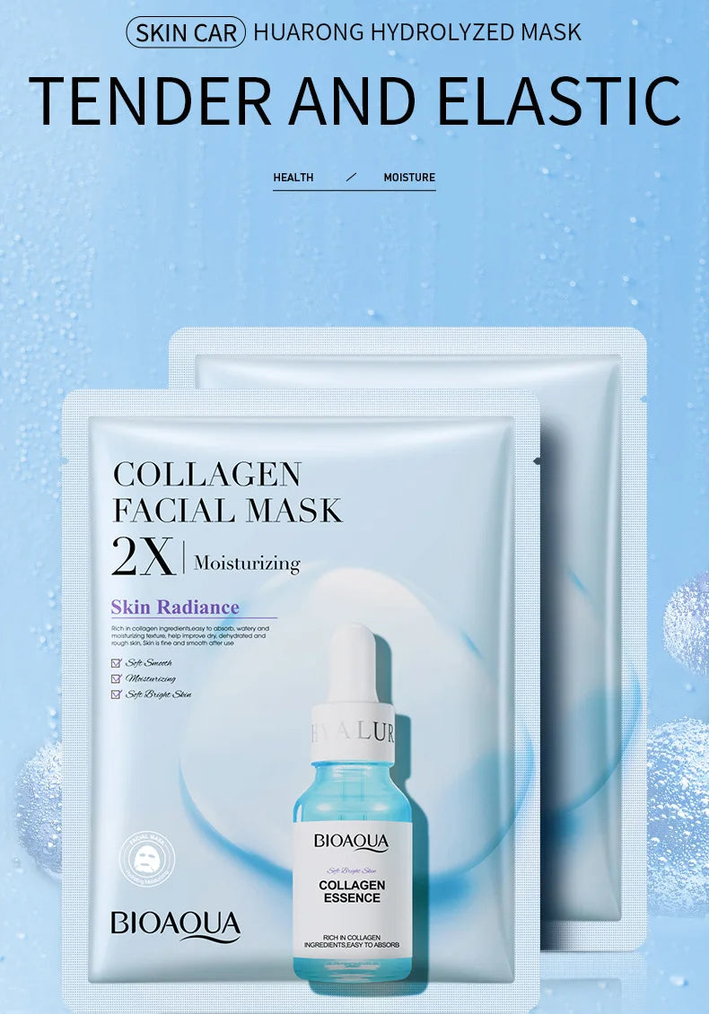 20 Stück BIOAQUA Centella Collagen Gesichtsmasken Feuchtigkeitsspendende, erfrischende Tuchmasken Hyaluronsäure-Gesichtsmaske Hautpflegeprodukte