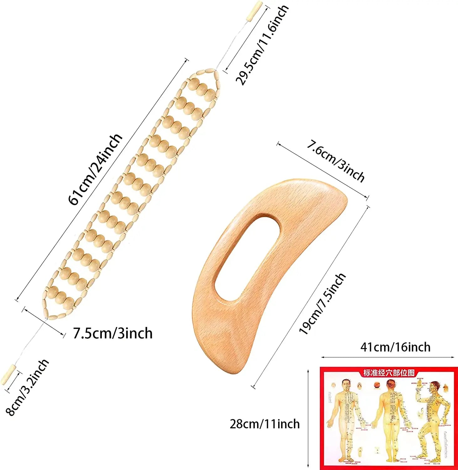 2/4/6/8-teiliges Massage-Set aus Holz zur Schmerzlinderung, Körpermassage, Anti-Cellulite, Figurformung, Gua Sha Rückenmassagegerät