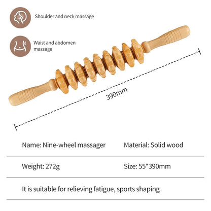 Holzmassagerolle, Lymphdrainage-Massage, Schabmassage, Ganzkörper-Schmerzlinderungswerkzeug, Anti-Cellulitis-Massage