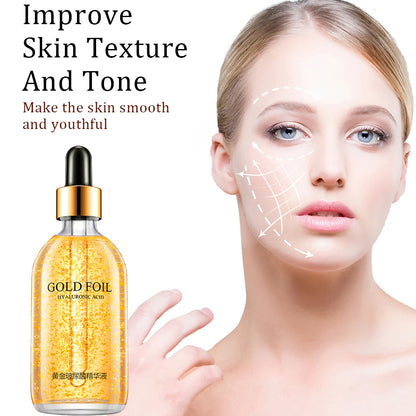 100 ml 24-Karat-Gold-Hyaluronsäure-Nicotinamid-Gesichtsserum – Anti-Aging-Gesichtsstraffung, Kollagen-Essenz, Hautpflege, Aufhellungsserum