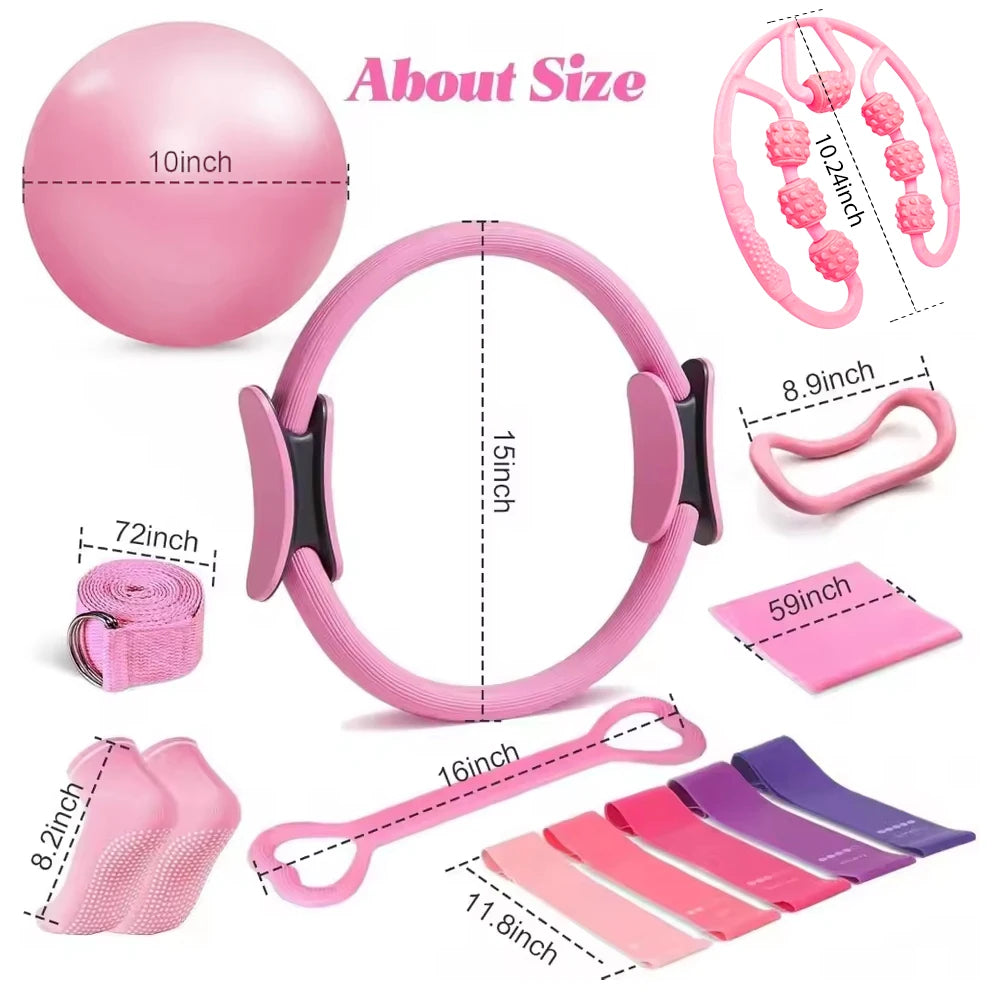 Pilates-Yoga-Set, 13-teiliges Heim-Pilates-Set für Frauen, Pilates-Ausrüstung, Fitness-Basics, Starter-Set, Zubehör