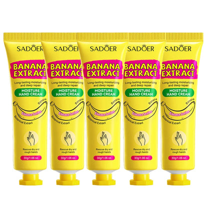3/5 Stück SADOER Bananen-Handcreme – Anti-Trocknungs- und Risscreme – Feuchtigkeitsspendend, aufhellend, reparierend – für die Hautpflege der Hände