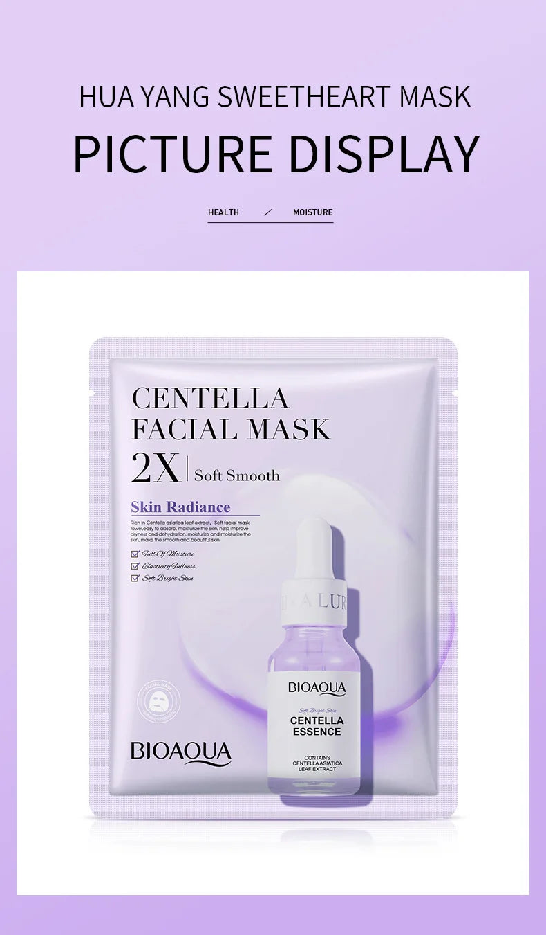 20 Stück BIOAQUA Centella Collagen Gesichtsmasken Feuchtigkeitsspendende, erfrischende Tuchmasken Hyaluronsäure-Gesichtsmaske Hautpflegeprodukte