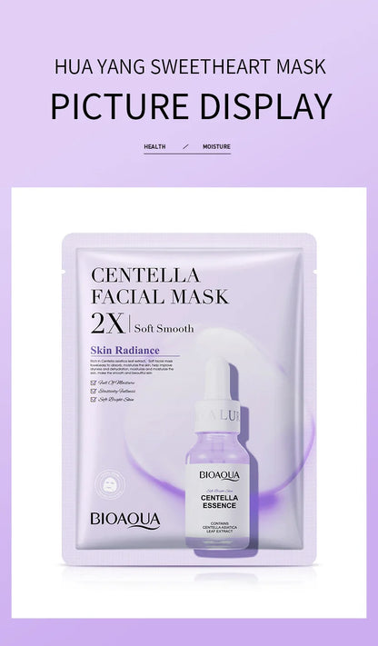 20 Stück BIOAQUA Centella Collagen Gesichtsmasken Feuchtigkeitsspendende, erfrischende Tuchmasken Hyaluronsäure-Gesichtsmaske Hautpflegeprodukte
