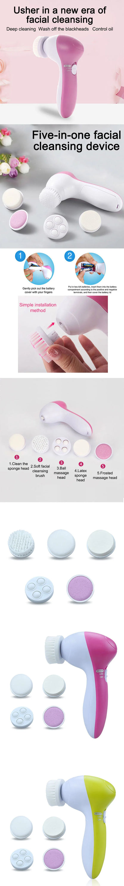 5-in-1 Electric Face Brush