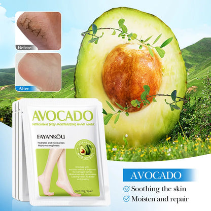 5 Paar Avocado-Peeling-Fußmasken für die Fußpflege – Entfernt abgestorbene Hautschüppchen – Feuchtigkeitsspendende Fußpeeling-Masken – Hautpflegeprodukte