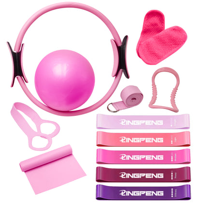 12-teiliges Yoga-Kreis-Fitnessset, einfarbiges PP, Dehnungs- und Core-Trainingsgeräte, Fitnessgeräte für Muskelaufbau und Flexibilität