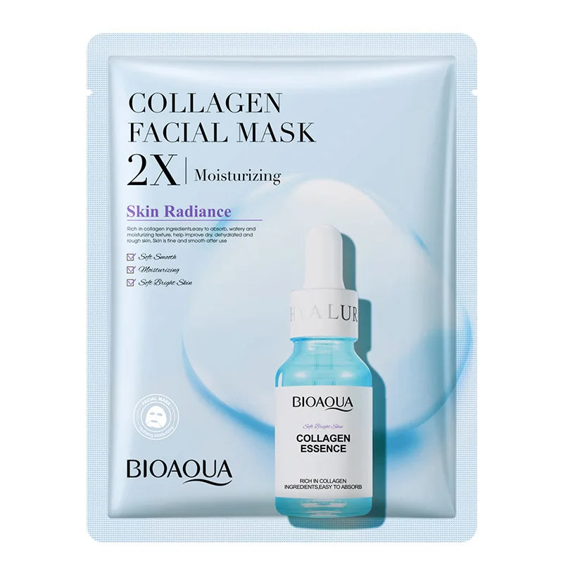 20 Stück BIOAQUA Centella Collagen Gesichtsmasken Feuchtigkeitsspendende, erfrischende Tuchmasken Hyaluronsäure-Gesichtsmaske Hautpflegeprodukte