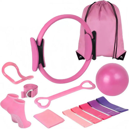 Pilates-Ring-Set, 13-teilig – Heimfitnessgeräte für Krafttraining, Muskelaufbau und Dehnung inkl. Yoga-Zubehör – Alle Leistungsstufen