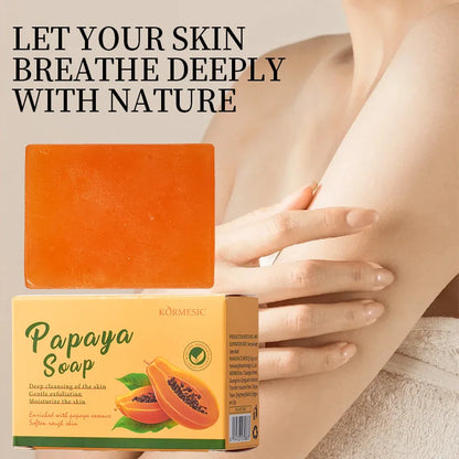 100 g KORMESIC Handgemachte Papaya-Seife für Dusche und Gesicht – reinigend, gegen Akne, aufhellend und zur Entfernung von Akne