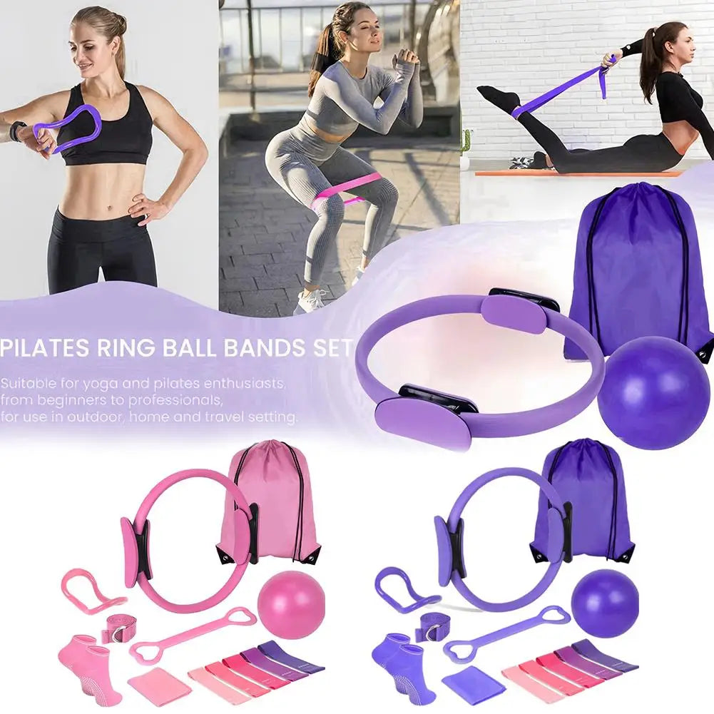 Pilates-Ring-Set, 13-teilig – Heimfitnessgeräte für Krafttraining, Muskelaufbau und Dehnung inkl. Yoga-Zubehör – Alle Leistungsstufen
