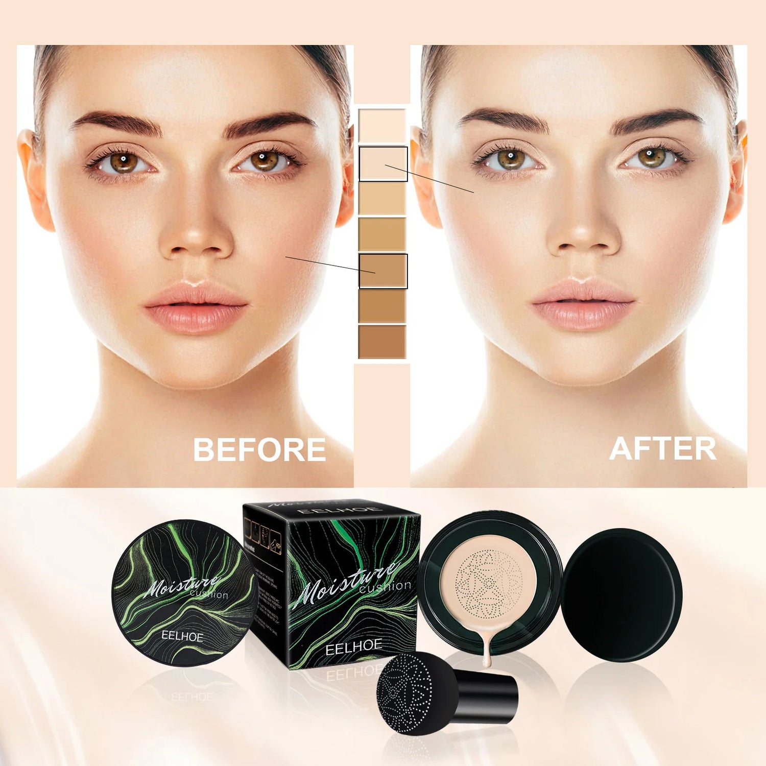 Mushroom Head Air Cushion BB Cream Magic Foundation Gesichts-Concealer Feuchtigkeitsspendend Wasserfest Aufhellend Make-up-Basis Kosmetik