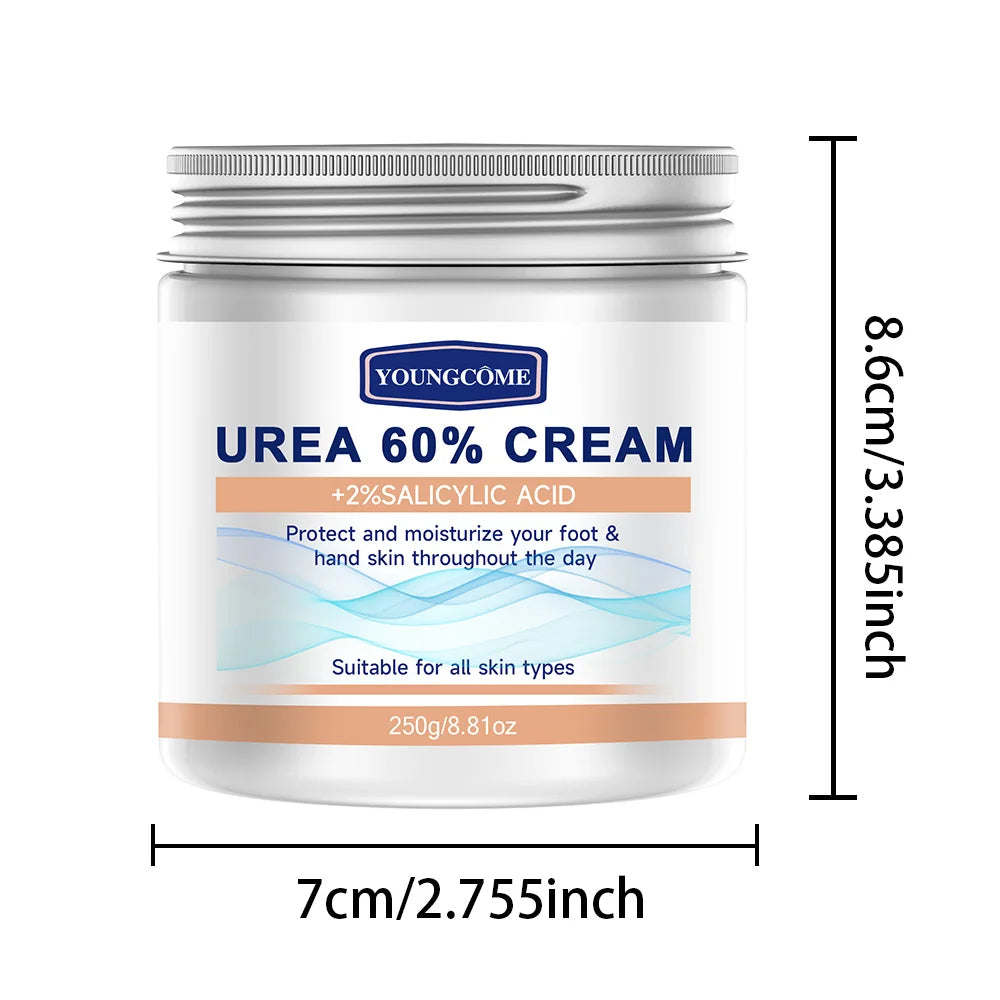 Diese feuchtigkeitsspendende Fußpflegecreme mit 60 % Harnstoff und 2 % Salicylsäure pflegt Ihre Füße und verbessert Trockenheit und Rauheit.