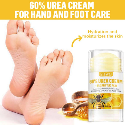 60%ige Urea-Hand- und Fußcreme repariert trockene, rissige Haut, peelt sanft, macht die Haut weich und spendet intensive Feuchtigkeit.