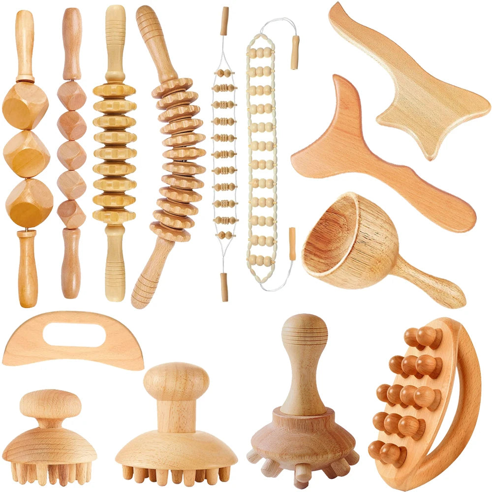 1 Stück Holzmassagegerät Maderoterapia Massageroller Anti-Cellulite Schlankheitsmassage Gua Sha Massagegerät für Körper, Rücken und Füße