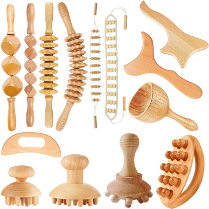 1 Stück Holzmassagegerät Maderoterapia Massageroller Anti-Cellulite Schlankheitsmassage Gua Sha Massagegerät für Körper, Rücken und Füße