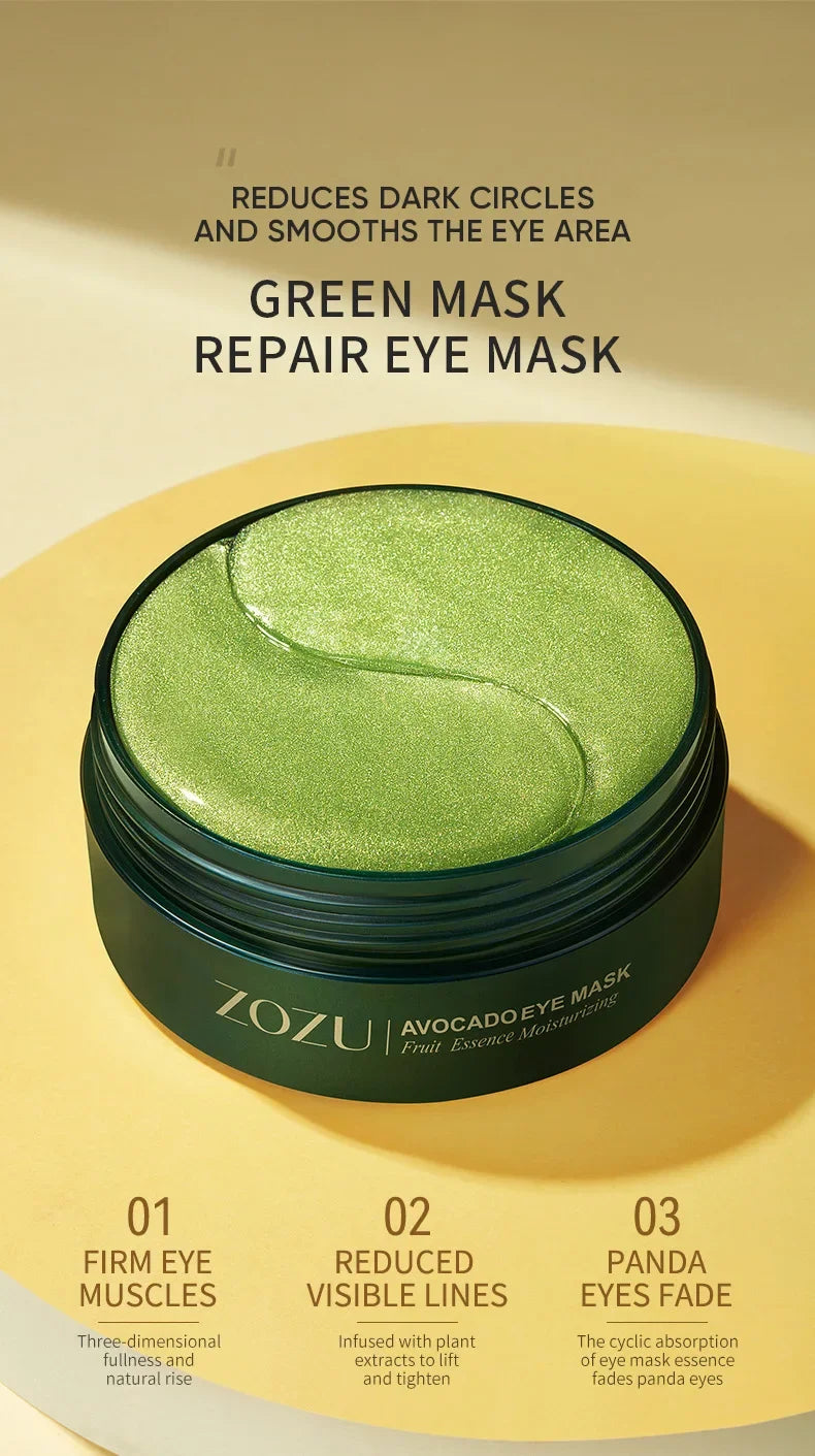 120 Stück Avocado Golden Collagen Augenmasken gegen Augenringe und Tränensäcke, feuchtigkeitsspendend, Anti-Falten-Augenpads, Hautpflegeprodukte