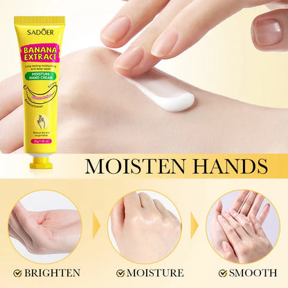 3/5 Stück SADOER Bananen-Handcreme – Anti-Trocknungs- und Risscreme – Feuchtigkeitsspendend, aufhellend, reparierend – für die Hautpflege der Hände