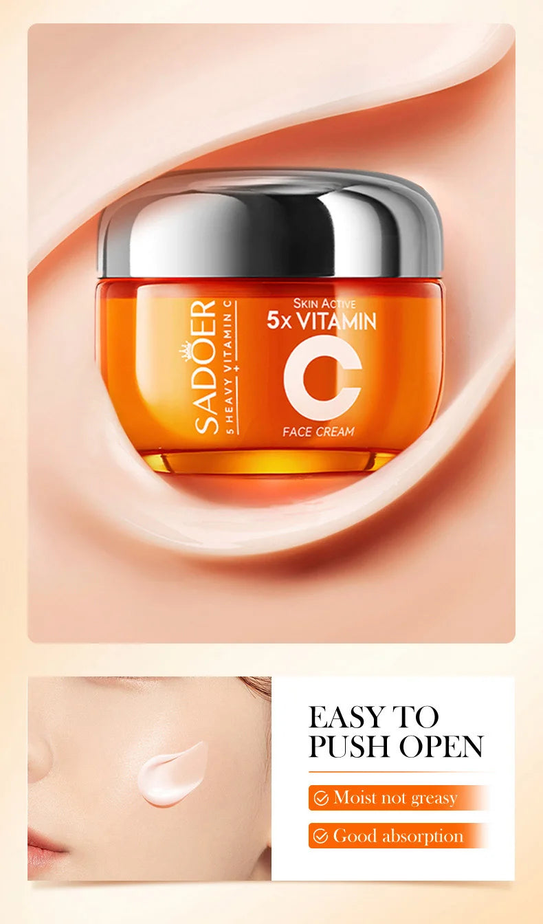 SADOER Vitamin C Hautpflege-Sets: Aufhellende Gesichtscreme, Anti-Falten-Feuchtigkeitscreme, Anti-Augenringe-Augencreme, Hautpflege-Set