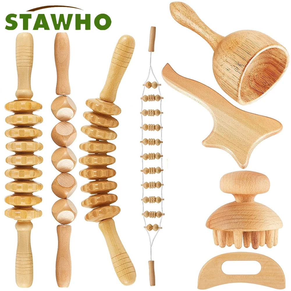 1 Stück Massagegerät aus Holz, Therapiegerät aus Holz zur Linderung von Muskelschmerzen, Körperformungswerkzeug, Faszienmassage