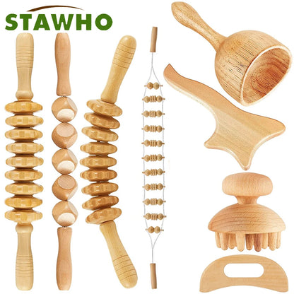1 Stück Massagegerät aus Holz, Therapiegerät aus Holz zur Linderung von Muskelschmerzen, Körperformungswerkzeug, Faszienmassage