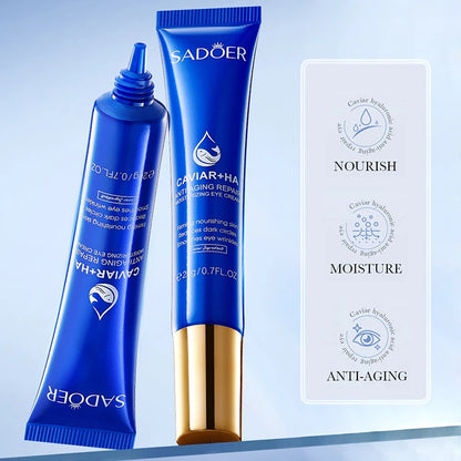 SADOER Kaviar Hyaluronsäure Augencreme – Anti-Aging Behandlung gegen dunkle Ringe &amp; Tränensäcke