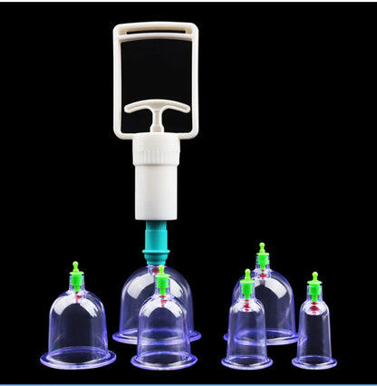 6 Saugnäpfe für Rücken-Vakuum-Schröpfmassage-Set mit Pumppistole für Körpermassage gegen Cellulite