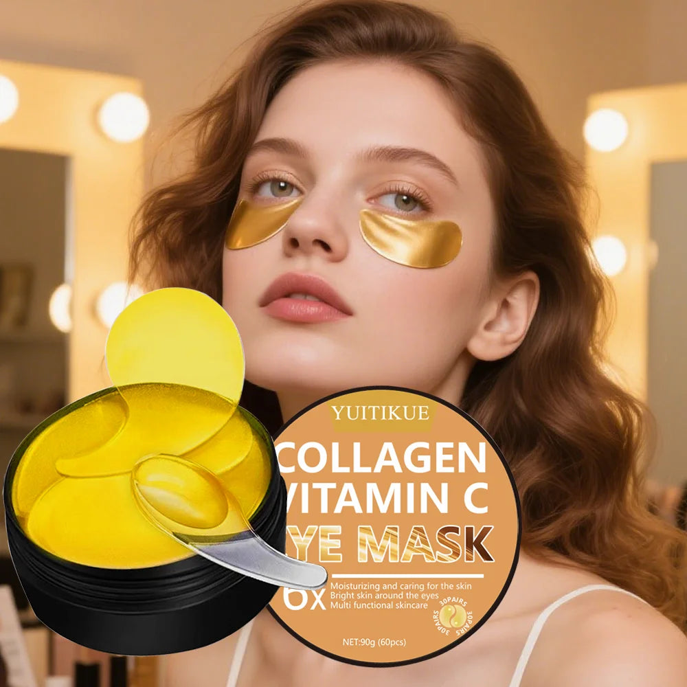 YUITIKUE Collagen-Vitamin-Augenmaske 6x mit Extra Serum – Hautfreundlich &amp; schnell einziehend, intensive Feuchtigkeitspflege, 90-g-Tiegel