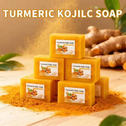 8 Stück Kurkuma-Zitronen-Koji-Säureseife, Weihnachtsgeschenkseife, Familienseife, 3-in-1-Effekt, sanfte Reinigung und Make-up-Entfernung