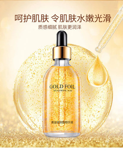 100 ml 24-Karat-Goldfolien-Essenz Feuchtigkeitsspendendes Gesichtsserum für geschmeidige Haut Gesichtsessenz für Dropshipping