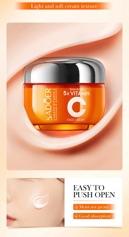 SADOER Vitamin C Gesichtscreme – Straffende, feuchtigkeitsspendende und aufhellende Gesichtscreme für schöne Haut